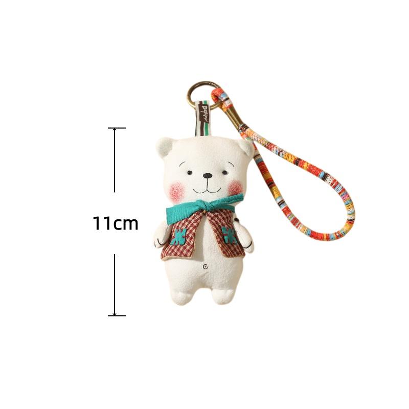 Fabric Handmade Animal Plush Toy Pendant Pig Rabbit Bear Stuffed Doll Keychain Backpack Pendant Car Key Holder Birthday Gifts