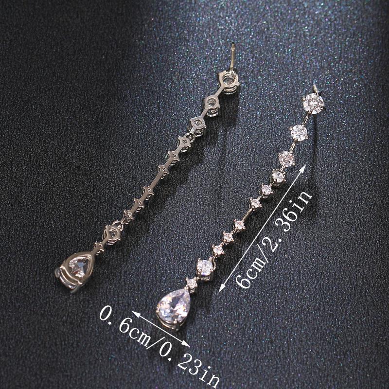 Elegant Long Teardrop Zircon Earrings for Weddings and Banquets