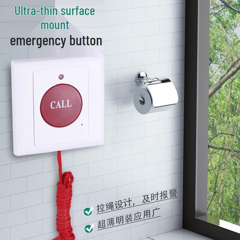 Bílý nouzový tahový spínač typu 86 s SOS alarmovým tlačítkem pro seniory