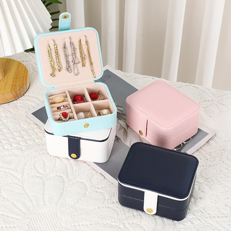 Children Jewelry Box With Mirror Multi Layer Travel Organizer For Earrings And Necklaces