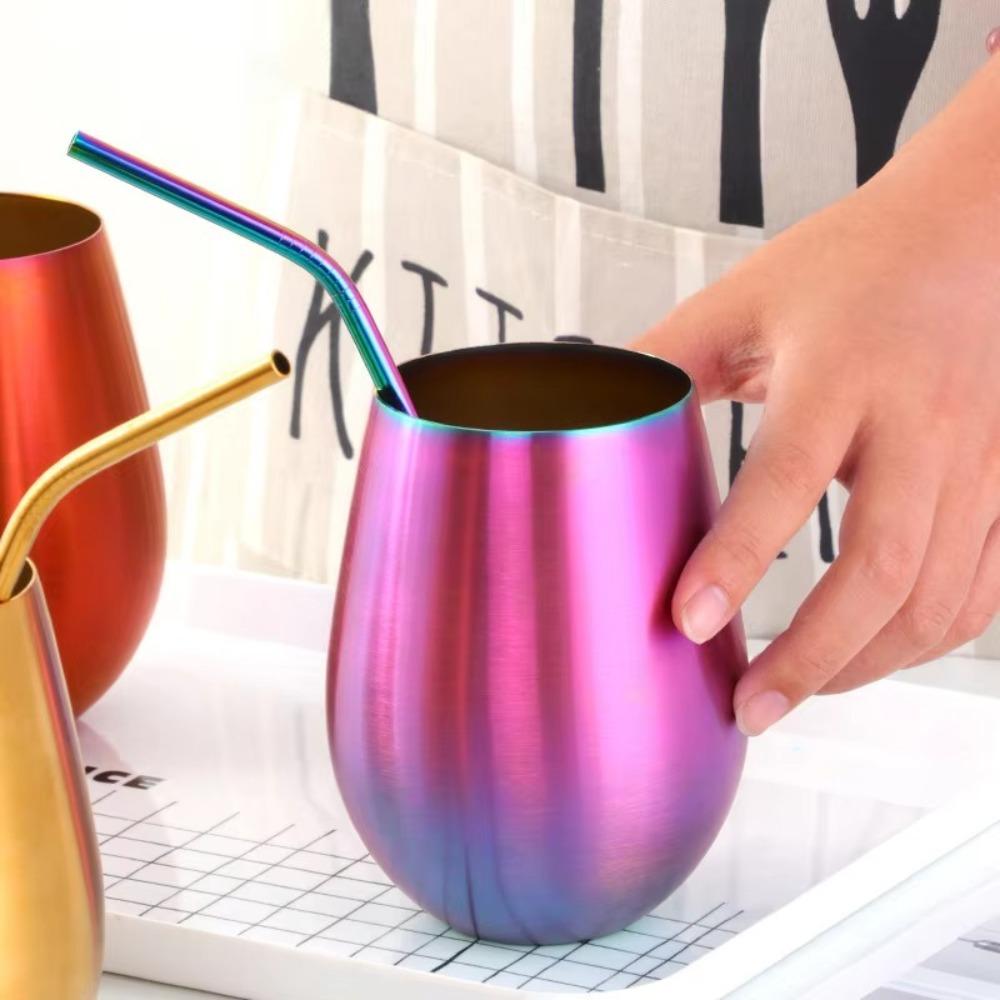 Edelstahl-Weinbecher mit Strohhalm Großer Bauchbecher Neuer Bier-Tumbler Outdoor-Trinkgeschirr