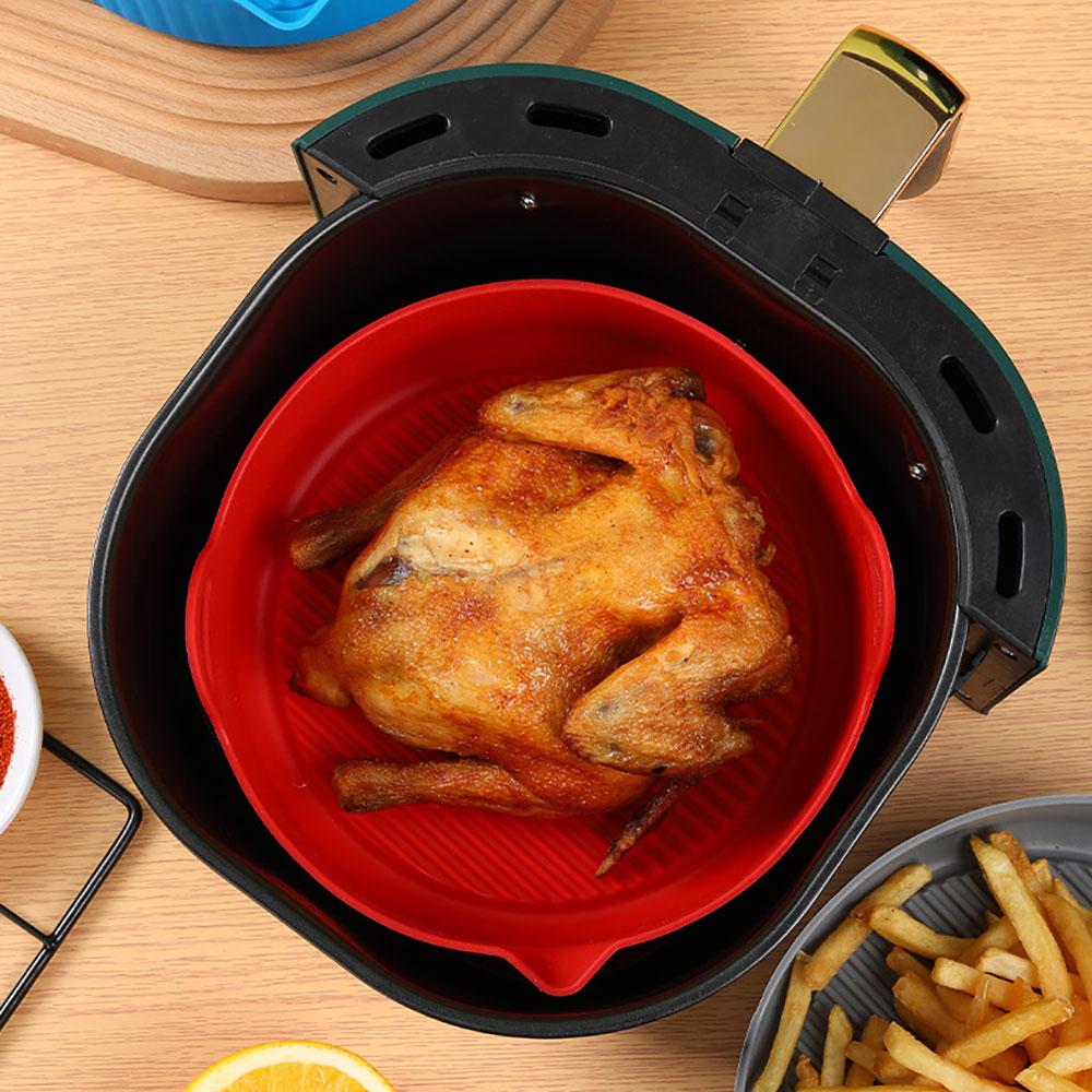 Silicone world Air Fryer Silicone Basket Silicone Mold Airfryer Oven Baking Tray Pizza Fried Chicken Basket Reusable Pan Liner