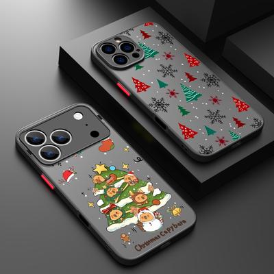 Christmas New Year Print Case For iPhone 17 Air 16e 16 15 14 Pro Max 13 Shockproof Soft Edge Hard PC Matte Phone Cover