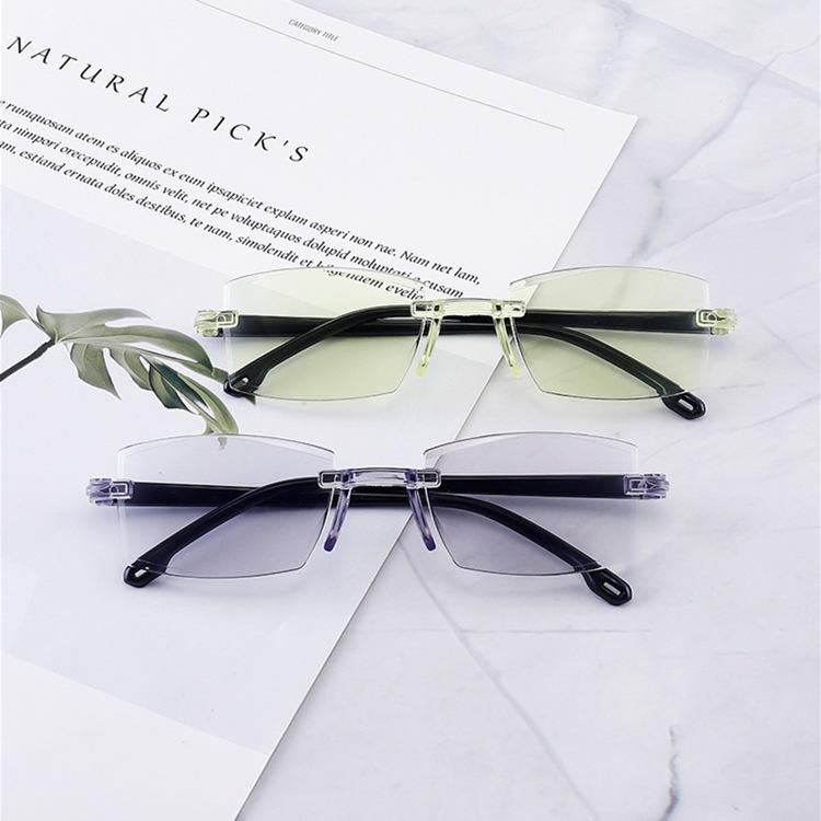 Trimmed Smart Zoom Reading Glasses, Smart Black Technology Reading Glasses, Anti-Blue Frameless Integrated Reading Glasses