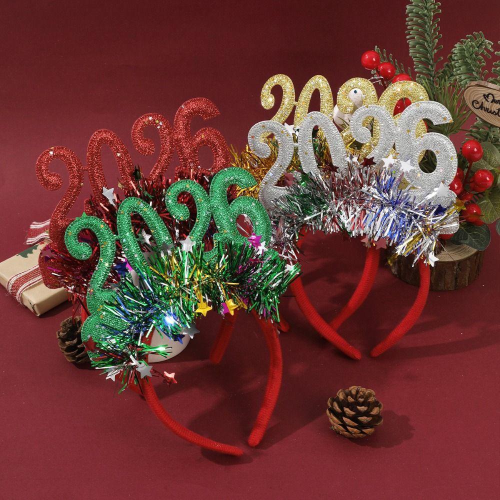 Star Color Strip Christmas Headband Glitter Sequins Numbers Design New Year Headband Party Props Creative Decoration