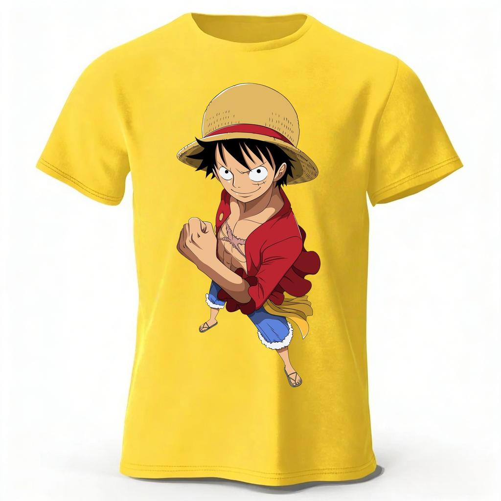 2026 One Piece Luffy New Pure Cotton Short Sleeved Mens and Womens Fashionable Street Wear Plus Size Loose Sports Tshirt Top