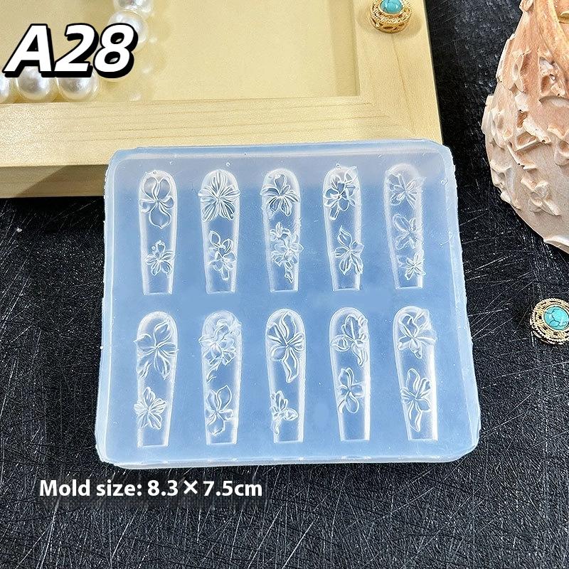 1Pc Chain Ice Flower Butterfly 3D Acrylic Mold Nail Art Decorations Diy Design Silicone Nails Mold