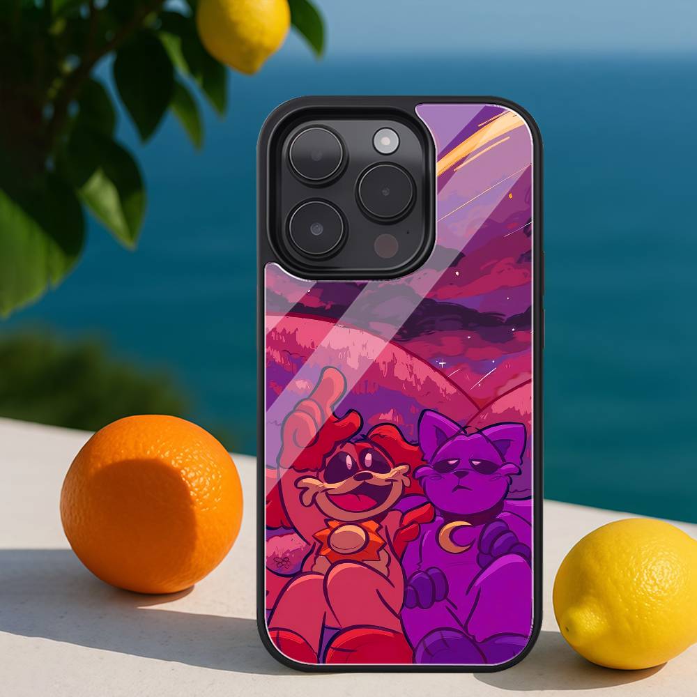 Anime P-Poppy Playtime Phone Case Black Hard Plastic Phone Case For Iphone 17 Air 16 15 14 13 12 11 Pro Max PC TPU Ins Case