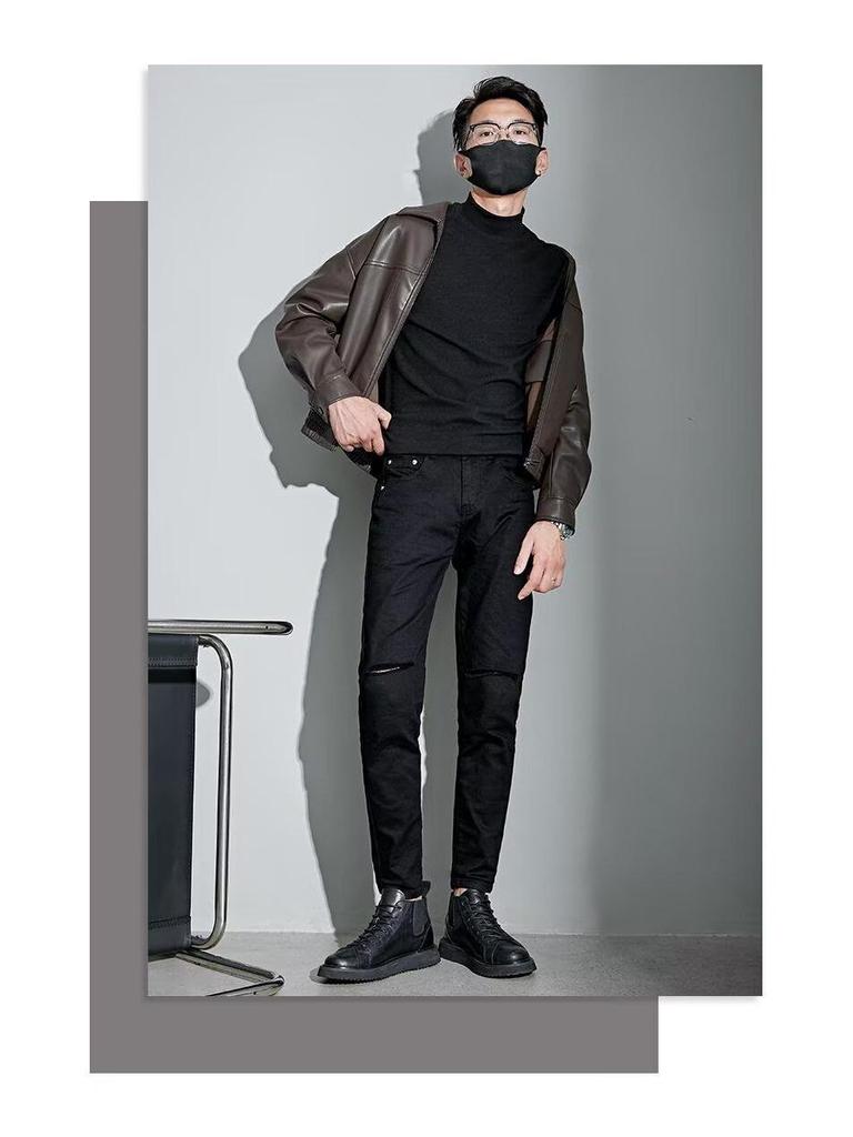2025 Men's Trendy Loose Casual Motorcycle Leather Jacket - Cool Scruffy Autumn/Winter Coat