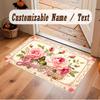 Floral Garden Theme Soft Crystal Velvet Rug Custom Name & Text Print Non Slip Floor Rug for Bedroom Living Room
