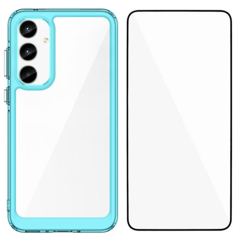 For Samsung Galaxy A35 5G Phone Case WANLONFENG XC Series TPU Acrylic Cover with Tempered Glass (Big Lens Hole)
