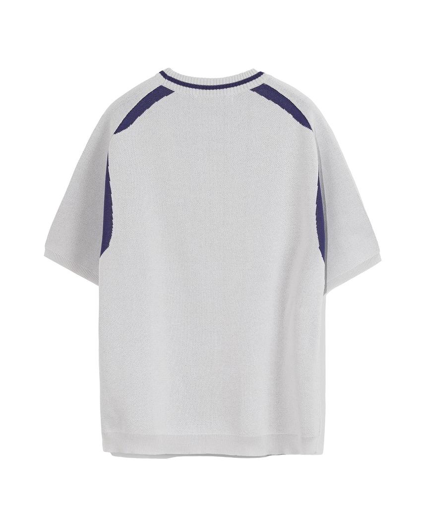 CGP Cgp Logo Color Block Short Sleeve Knit_Light Gray