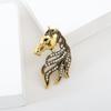 Elegant Retro Animal Brooch Crystal New Year Lapel Pin Fashion Vintage Horse Brooch  Men's Suit