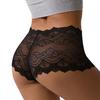 Women's Plus Size Sheer Underwear Invisible Seamless Hipster Lace Boyshorts Panties Sexy High Waisted