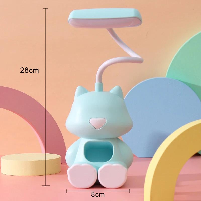 Creative Led Study Desk Lamp with Phone Holder Bedside Color Adjust Table Lamp for Kids Student Room Cute Flexible Night Lights