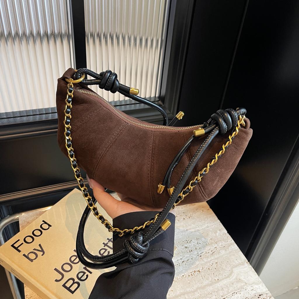 Advanced Retro Niche Frosted Bag for Women New Autumn and Winter Fashion Crossbody Cow Horn Bag Casual Dumpling Bag