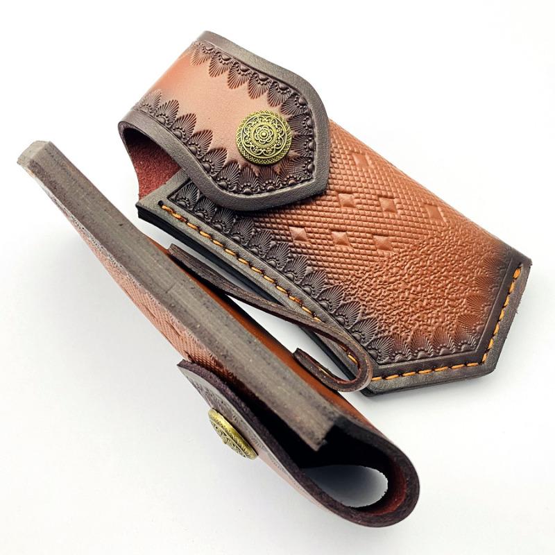 DIY Supplies Tool Parts Cowhide Portable Knife Sheath Holder Outdoor Camping Leather Case for Folding Blade Knife