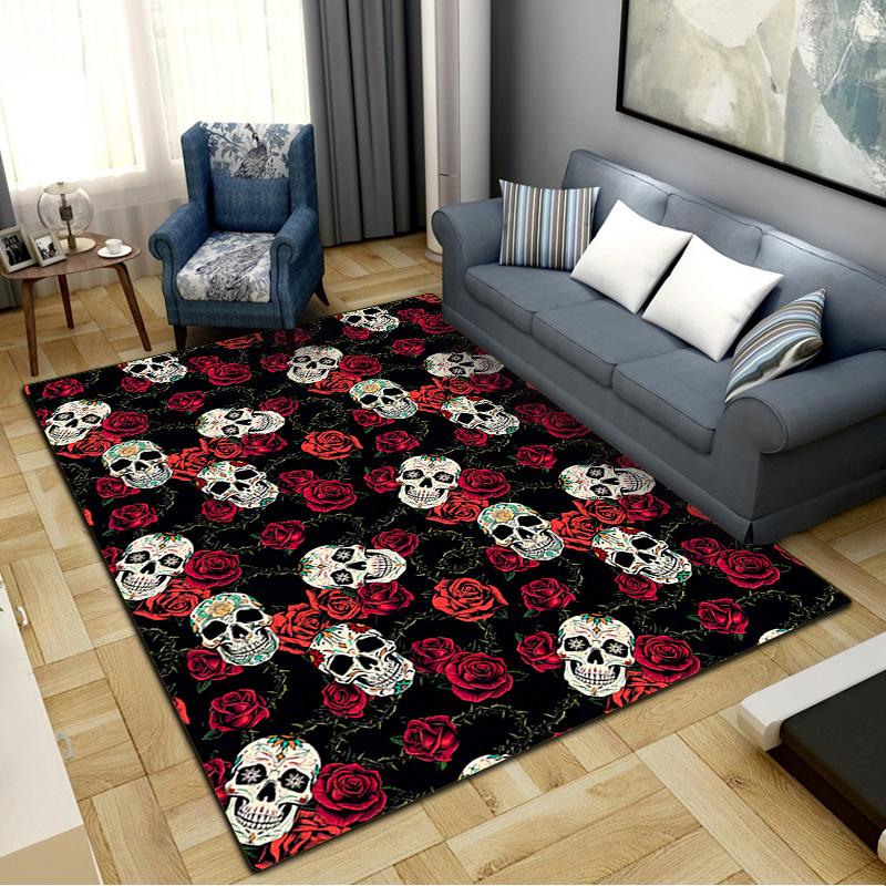 Vintage Skull Pattern Carpet Rug for Living Room Bedroom Home Sofa Decoration,Kids Play Non-slip Floor Mat