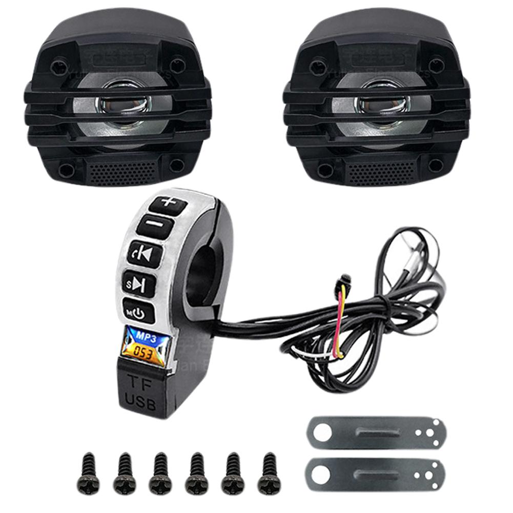 

Электровелосипед Мотоцикл Руль Аудио Динамик, совместимый с Bluetooth, с переключателем на руле, воспроизведение с TF-карты и зарядка мобильного телефона через USB