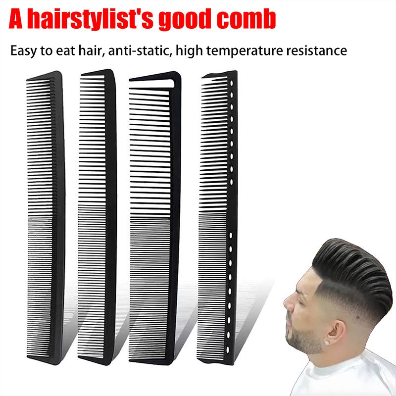 Black Professional Hair Cutting Comb Anti-Static Flat Head Cutter Comb Finetooth Haircut Brush Salon Tools Barber Hair Accessor