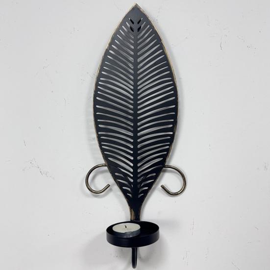1/2Pcs Vintage Wall Sconces Candle Holder Hollow Feather Iron Art Tealight Candle Holder Living Room Bedroom Wall Decoration Candlestick