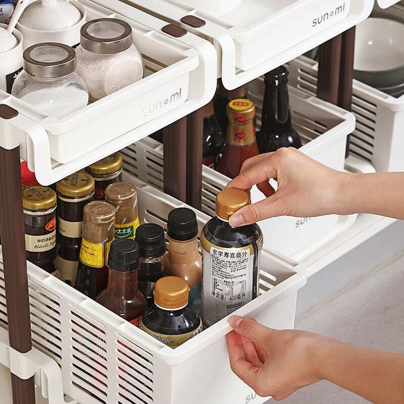 Sun Xiaomei Under-Sink Pull-Out Storage Rack with Wheels