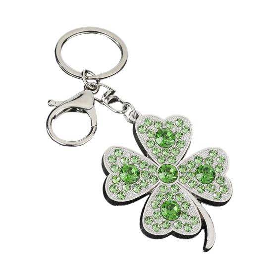 Four Leaf Clover Keychain Sparkling Rhinestone Lucky Charm with Lobster Clasp for Bags And Keys Gift for Women