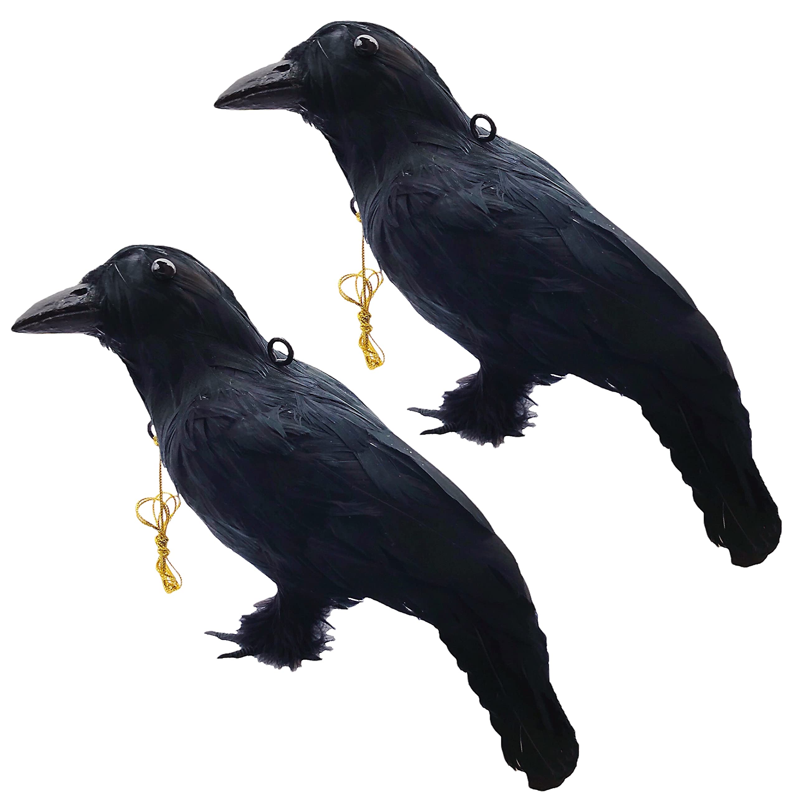 

ONESORA Crow Bird Lifelike Feathered Crows Simply Hang to Repel Crows Repellent, Repellent, (2 Life-Size Birds) - чёрный