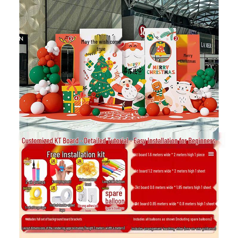 Festliche Weihnachtsszene Anordnung: Einkaufszentrum Event Dekoration mit Ballonkunst und Hintergrund