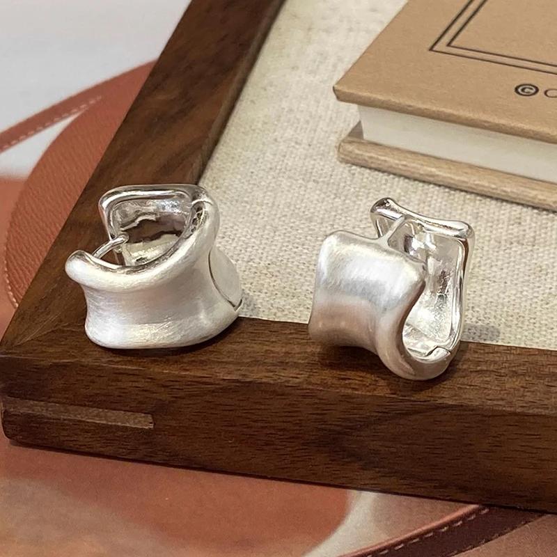 

Real 925 Silver 18K Gold Irregular Round Hoop Earrings for Women Fine Jewelry Trendy Light Luxury Accessories