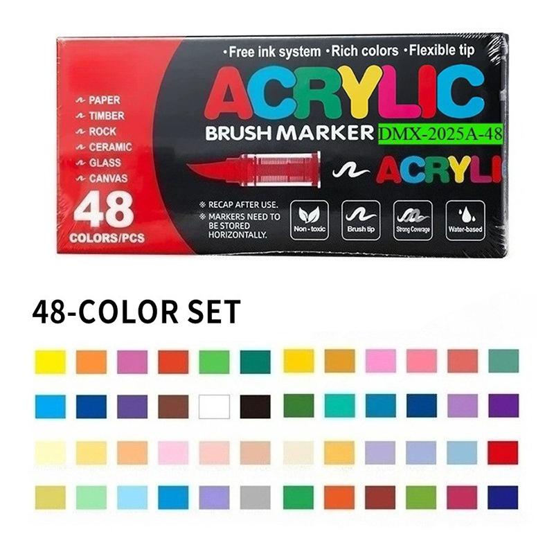 12/24/36/48/72 Colors Acrylic Paint Markers Brush Tip Paint Marker For Rock Painting Wood Canvas Stone Diy Crafts Christmas Gift