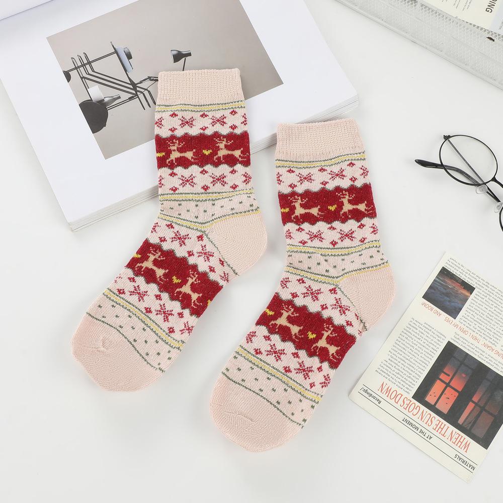 Christmas Socks For Women, Mid-calf Socks, Cute Retro Cloth Socks, Thickened Sleep Socks.