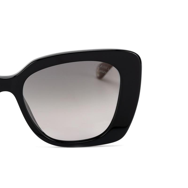 CHANEL Logo Irregular Sunglasses Women's Black