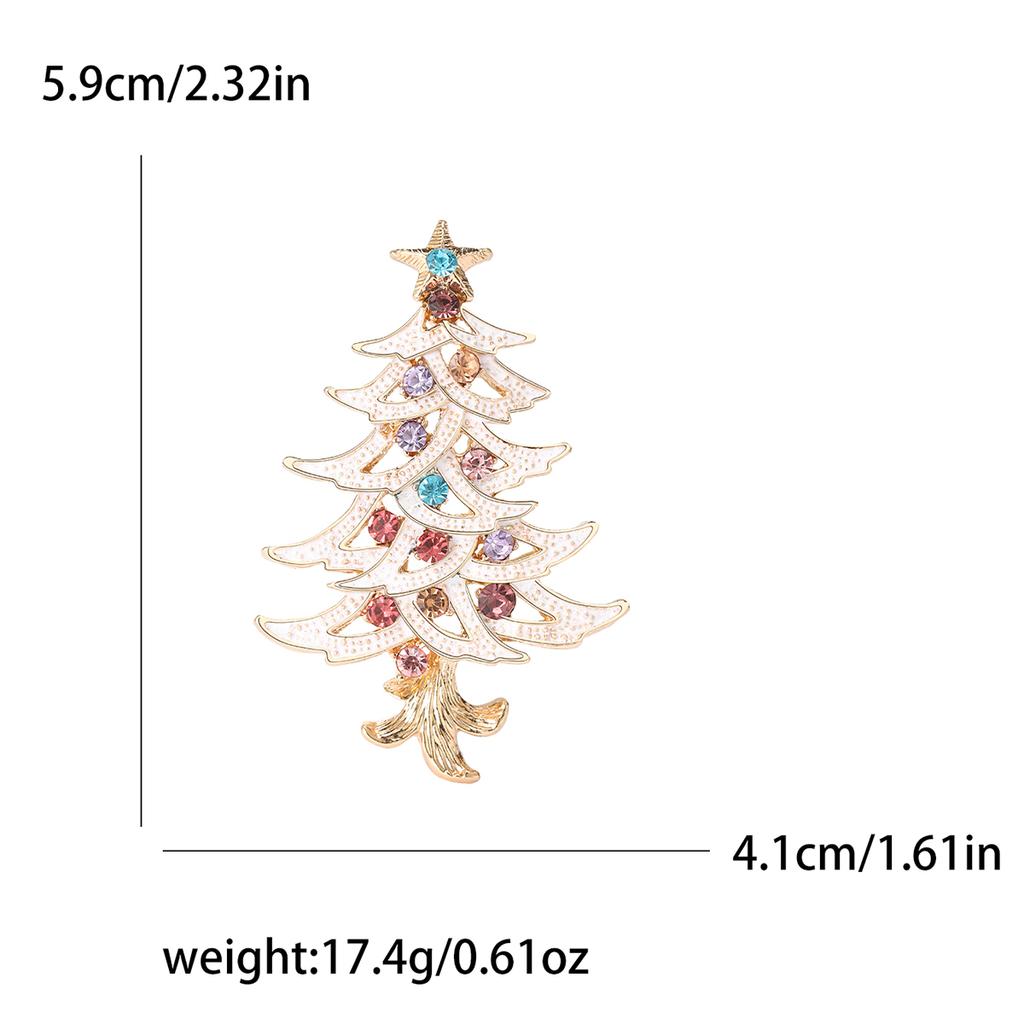 Christma’s Rhinestone Christmas Tree Brooches for Women Unisex Enamel Botanical Pins Event Party Decoration Clothes Accessories
