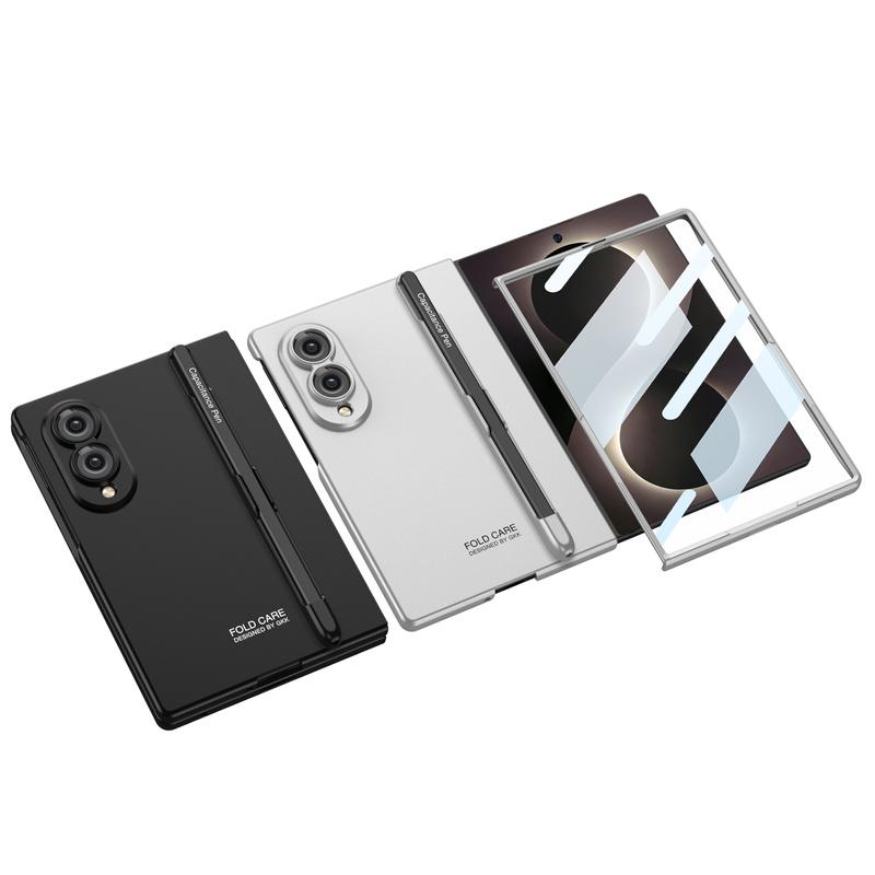 With Pen Holder and Pen Phone Case for Samsung Galaxy Z Fold 8 Wide 5G Built-in Screen Protector Skin Feel Hard Acrylic PC Cover