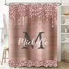 Personalized shower curtain with glitter dripping design for bathroom decor customizable name monogram available
