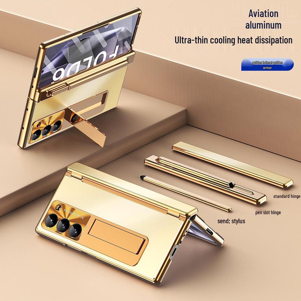 Samsung Z Fold7/6 Aluminum Alloy Phone Case with Dual Hinge Pen Slot