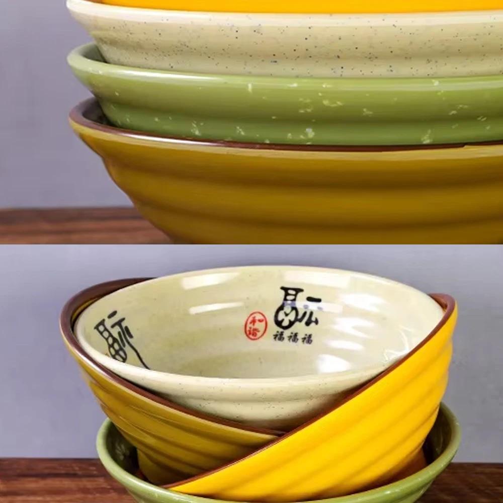 1000Ml Large Noodle Bowl Instant Ramen Beef Soup Bowl Rice Bowl Anti-Drop Plastic Bowl Reusable Chinese Tableware Dinnerware