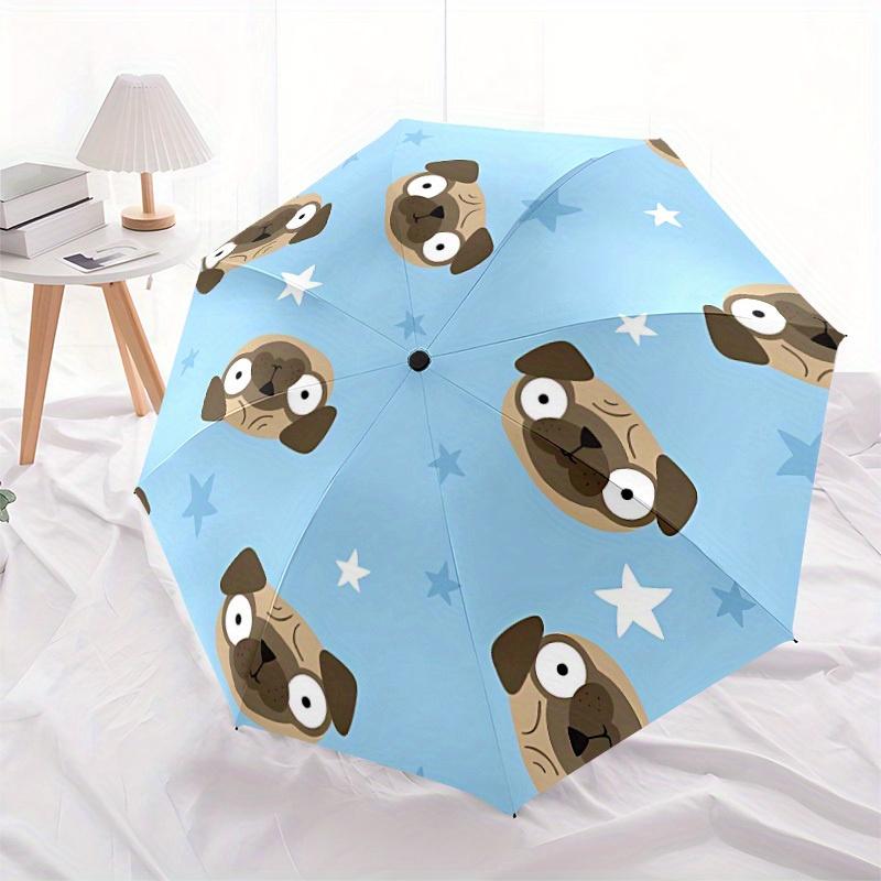 1pc Pug Automatic Folding Umbrella, Portable & Foldable Design with 8 Ribs, Casual Outdoor Accessory yy250805151