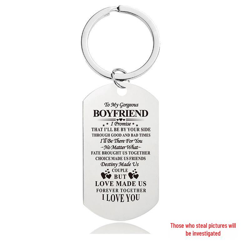 Breloc Militar Gravat din Oțel Inoxidabil - Cadou de Ziua Îndrăgostiților pentru Cupluri