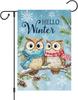 Louise Maelys Hello Winter Garden Ag Sonwy Owl Bird Double Sided 12x18 Inch Small Burlap Welcome Holiday Yard Outdoor Outs UUN
