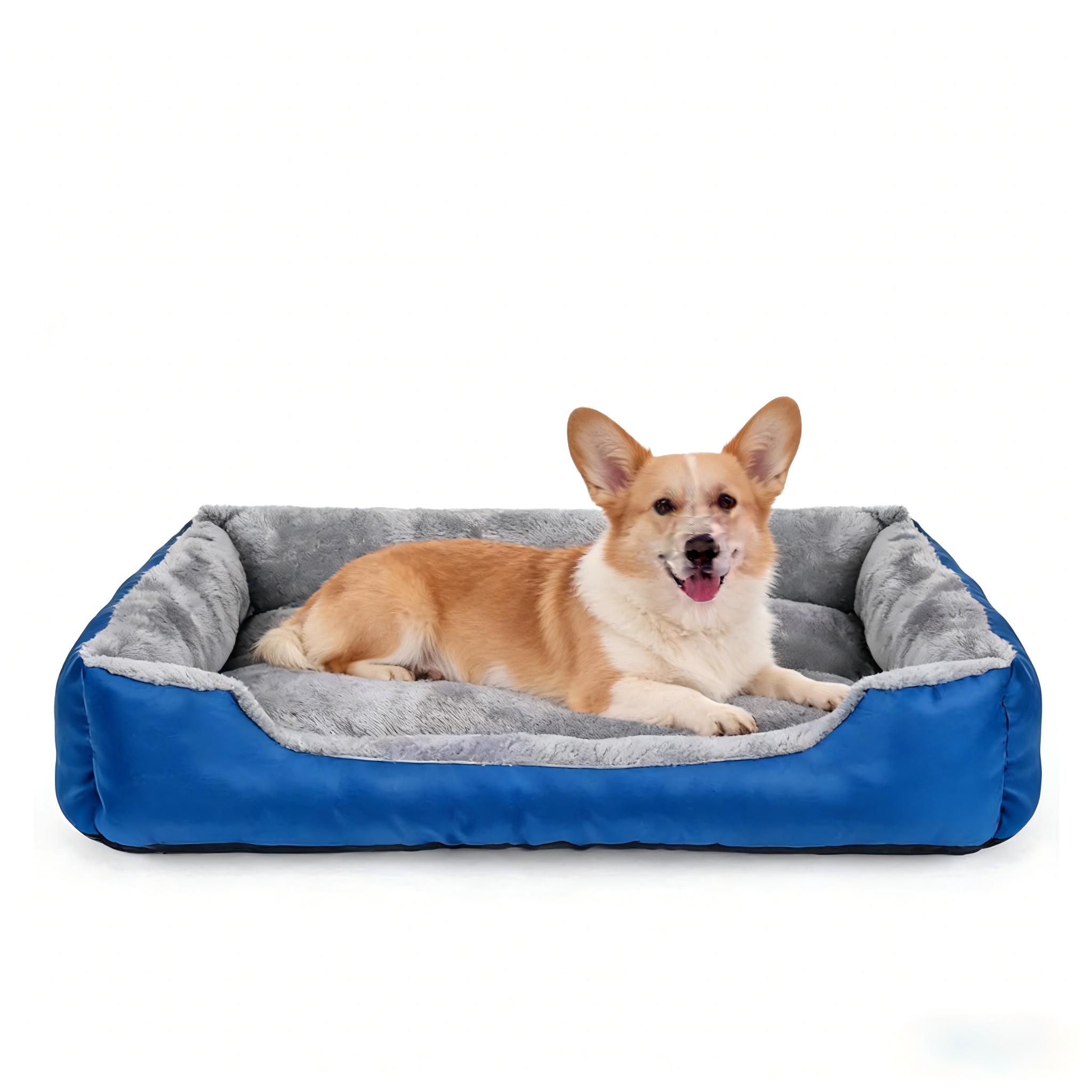 Manufacturer Multi-Colors Oxford Plush Velvet Pet Bed Sofa Dog Bed Washable Soft Comfortable Pet Bed (Blue,M)