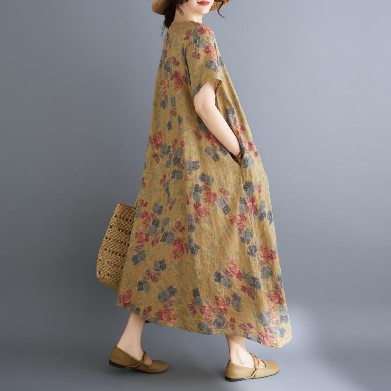 DIMANAF New 2026 Women Plus Size Summer Beach Sundress Loose Casual Maxi Lady Floral Print Dress Long Dress