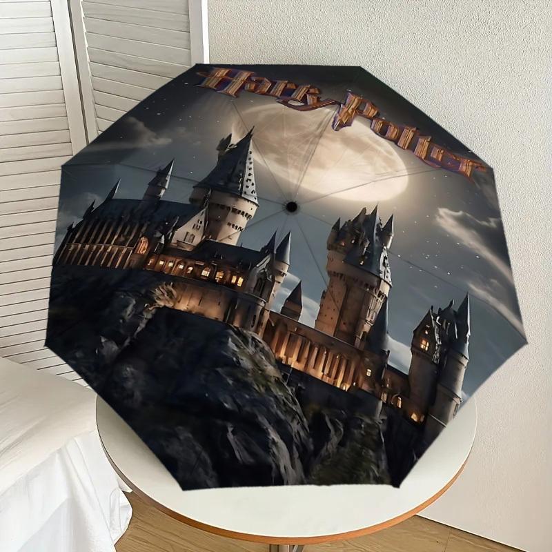 1PC Harry Potter Hogwarts Umbrella-8-Rib Reinforced, Automatic Open, Lightweight & Durable, Cute Fashion Accessory for Outdoor, D2654