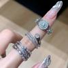 Geometric Full Diamond Zircon Ring Women'S Light Luxury Niche Design High-End Index Finger Ring Set Cold Wind Ring