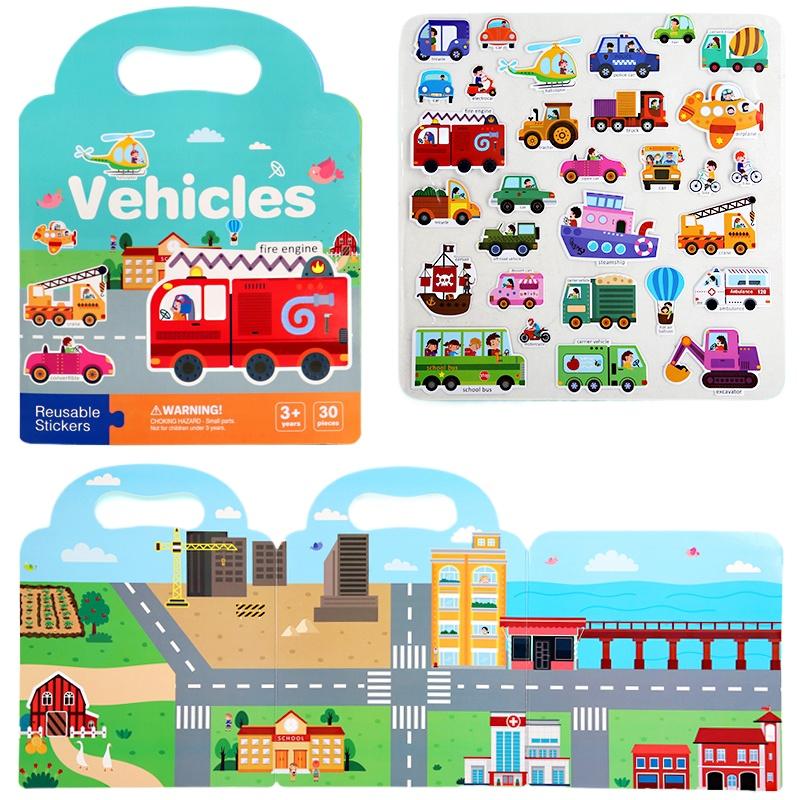 Reusable Bubble Sticker Book Set - 6 Themed Portable Activity Books Perfect for Kids' Imaginative Play and Fine Motor Skills