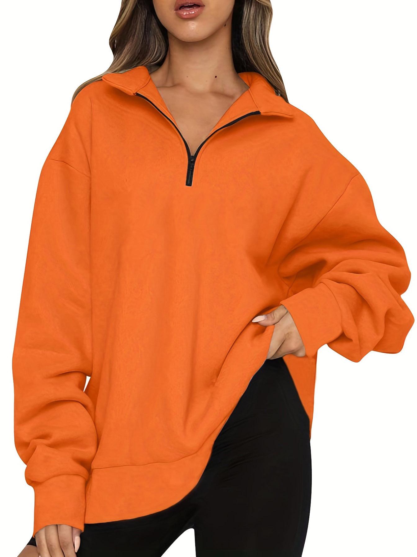 

2023 Осень/Зима Женская европейская и американская повседневная толстовка-пуловер с длинным рукавом и застежкой-молнией Triple Extra Large оранжевый