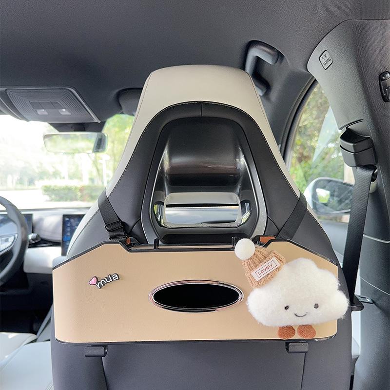 Aufbewahrungsbox für die Rücksitzlehne mit Taschentuchhalter & Getränkehalter - Multifunktionaler Organizer