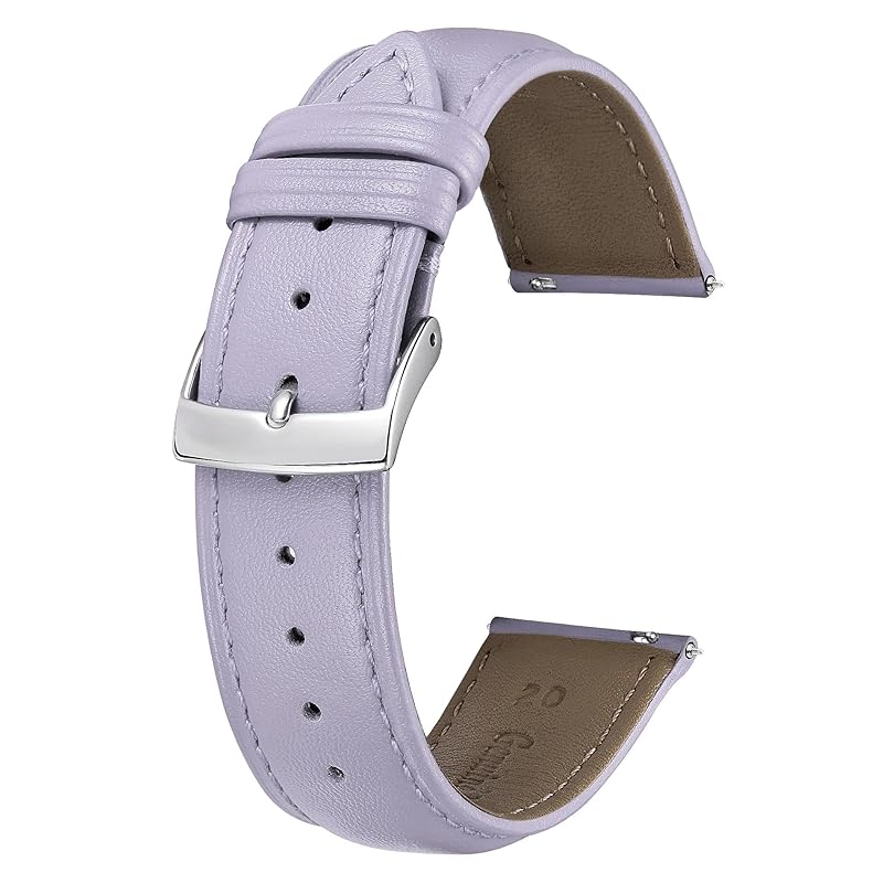 

[BINLUN] leather watch strap quick release leather watch band multiple color watch bands stylish replacement belt soft breathable Unisex (18mm, light