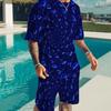 Men's Casual Sports Set Short Sleeve and Shorts Two-Piece Fashion Geometric Pattern Summer Daily Wear Comfortable Breathable